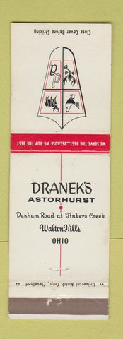 Matchbook Cover - Dranek's Astorhurst Walton Hills OH