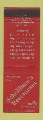 Matchbook Cover - Schellhase's Restaurant Baltimore MD