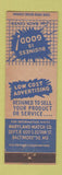 Matchbook Cover - Maryland Match Company Baltimore MD