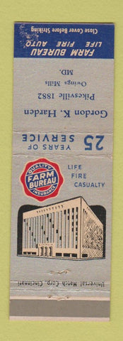 Matchbook Cover - Farm Bureau Insurance Owings Mills MD