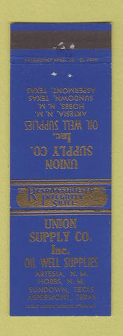 Matchbook Cover - Union Supply Artesia Hobbs NM Sundown Aspermont TX