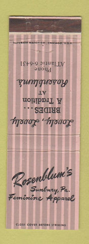 Matchbook Cover - Rosenblum's Women's Clothes Sunbury PA
