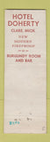 Matchbook Cover - Doherty Hotel Hotel Clare MI WEAR