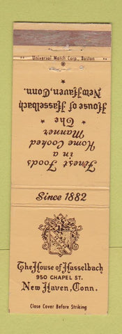 Matchbook Cover - House of Hasselbach New Haven CT Restaurant WEAR