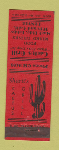 Matchbook Cover - Cactus Grill Denver Colorado