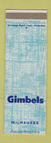 Matchbook Cover - Gimbels Milwaukee WI store