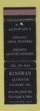 Matchbook Cover - Kinsman Aluminum Cleveland OH WEAR