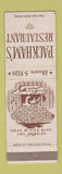 Matchbook Cover - Packham's Restaurant Los Angeles CA WEAR