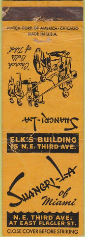 Matchbook Cover - Shangri La Miami FL Chinese food WORN CREASES