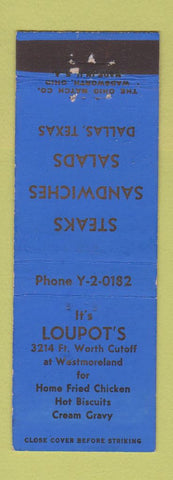 Matchbook Cover - Loupot's Restaurant Dallas TX