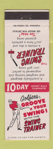 Matchbook Cover - Swing Trainer Golf Product Pasadena CA Riddell