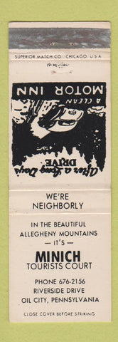 Matchbook Cover - Minich Tourists Court Oil City PA WEAR