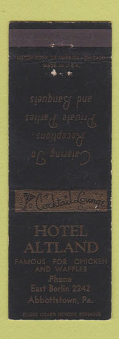 Matchbook Cover - Hotel Altland Abbottstown PA
