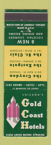 Matchbook Cover - Gold Coast Hotels Chicago IL Croydon Eastgate St Clair