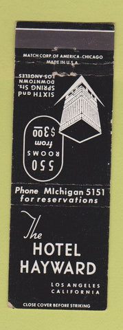 Matchbook Cover - Hotel Hayward Los Angeles CA WEAR
