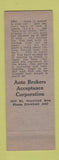 Matchbook Cover - Auto Brokers Acceptance Chicago IL
