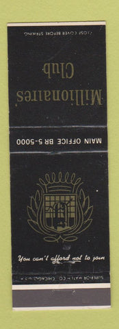 Matchbook Cover - Millionaires Club Chicago IL