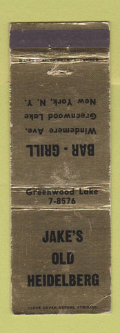 Matchbook Cover - Jake's Old Heidelberg Bar Grill New York City WEAR