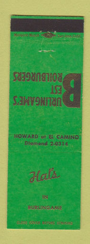 Matchbook Cover - Hal's Hamburgers Burlingame CA