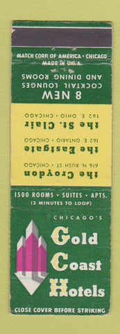 Matchbook Cover - Gold Coast Hotels Chicago IL Croydon Eastgate St Clair