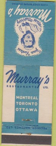 Matchbook Cover - Murray's Restaurant Montreal Ottawa Toronto girlie