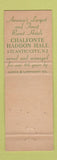 Matchbook Cover - Chalfonte Haddon Hall Atlantic City NJ