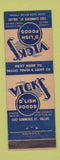 Matchbook Cover - Vick's D'Lish Foods Dallas TX