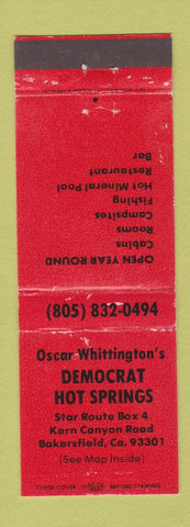 Matchbook Cover - Democrat Hot Springs Bakersfield CA WEAR