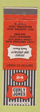 Matchbook Cover - Curly Jones Steaks Norwalk Bellflower CA