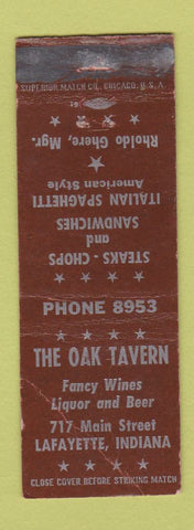 Matchbook Cover - Oak Tavern Lafayette IN Italian WORN