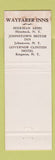 Matchbook Cover - Wayfarer Inn Rhinebeck Kingston Johnstown NY
