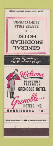 Matchbook Cover - General Brodhead Hotel Beaver Falls PA Grenoble