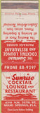 Matchbook Cover - Sunrise Cocktail Lounge Miami Springs FL WEAR