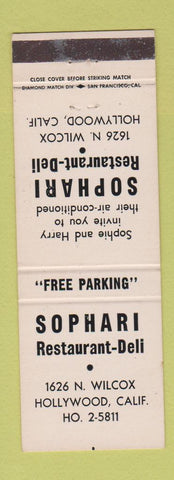 Matchbook Cover - Sophari Restuarant Deli Hollywood CA WEAR