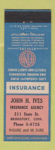 Matchbook Cover - AETNA Insurance John Ives Bridgeport CT