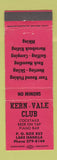 Matchbook Cover - Kern Vale Club Lake Isabella CA ORANGE
