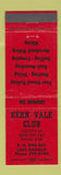 Matchbook Cover - Kern Vale Club Lake Isabella CA RED