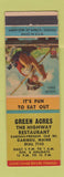 Matchbook Cover - Green Acres Restaurant Caribou ME
