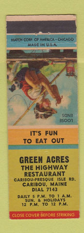 Matchbook Cover - Green Acres Restaurant Caribou ME