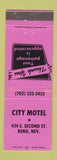 Matchbook Cover - City Motel Reno NV