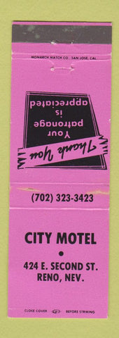 Matchbook Cover - City Motel Reno NV