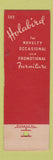 Matchbook Cover - Holabird Chicago IL SAMPLE