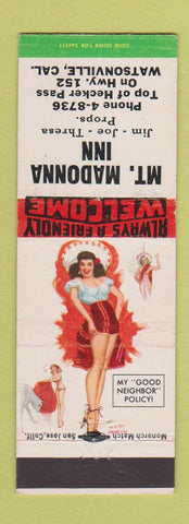 Matchbook Cover - Mount Madonna Inn Watsonville CA pinup