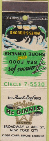 Matchbook Cover - McGinnis Restaurant New York City