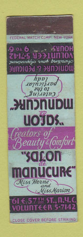 Matchbook Cover - Salon de Manucure New York City WEAR