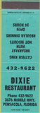 Matchbook Cover - Dixie Restaurant Pensacola FL