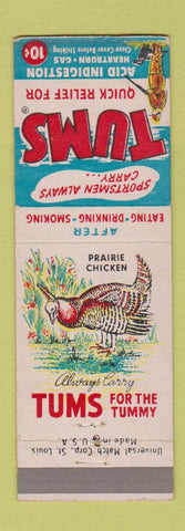 Matchbook Cover - Tums Acid Indigestion Prairie Chicken