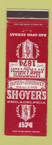 Matchbook Cover - Shoyer's Philadelphia PA