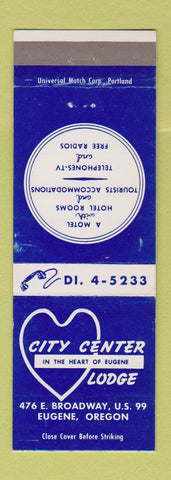Matchbook Cover - City Center Lodge Eugene OR
