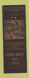 Matchbook Cover - Baker Hotel Lounge Craig Colorado low phone # WEAR